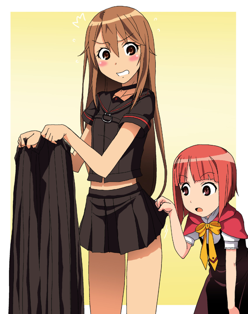 akai_ringo_(ookami-san), blush, breasts, brown_eyes, brown_hair, highres, kakkii, long_hair
