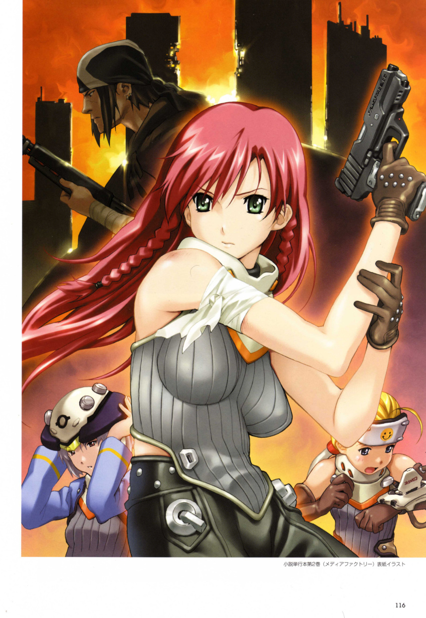 breasts, gloves, gun, handgun, happoubi_jin, highres, illian_f_baxter, junk_force