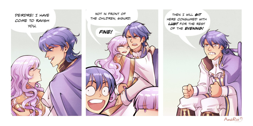 2boys, 2girls, blue_eyes, blue_hair, blush, cape, celice_(fire_emblem), diadora_(fire_emblem)
