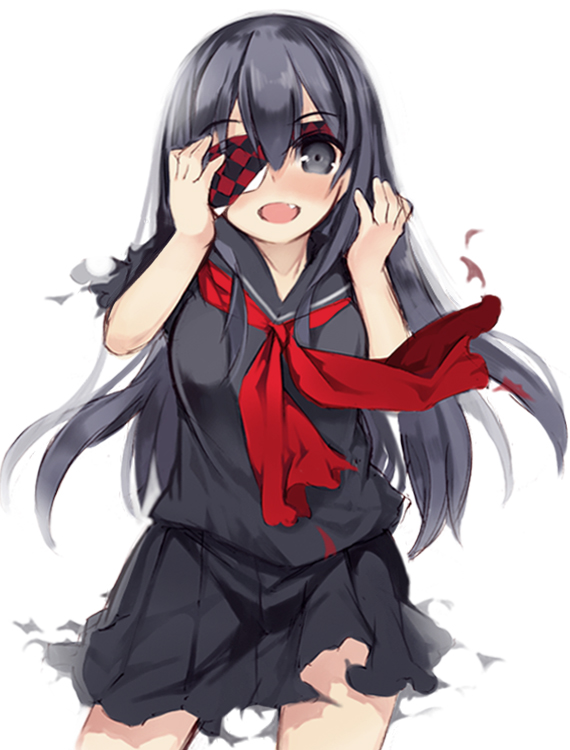 1girl, :d, argyle, bangs, black_eyes, black_hair, black_serafuku, black_skirt