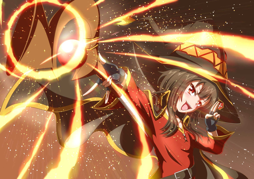 1girl, belt, black_gloves, black_hair, cape, collar, dress, evil_smile