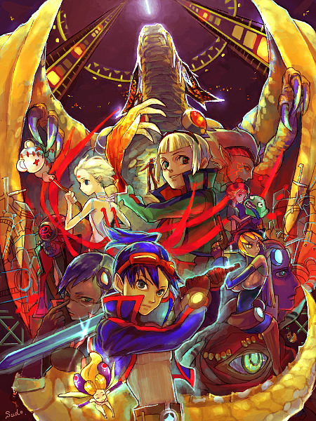 bosch_1/64, breasts, breath_of_fire, breath_of_fire_v, dress, fairy_(breath_of_fire), lin_(breath_of_fire), multiple_boys