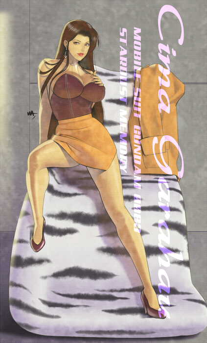 1girl, breasts, character_name, cima_garahau, copyright_name, earrings, gundam, gundam_0083