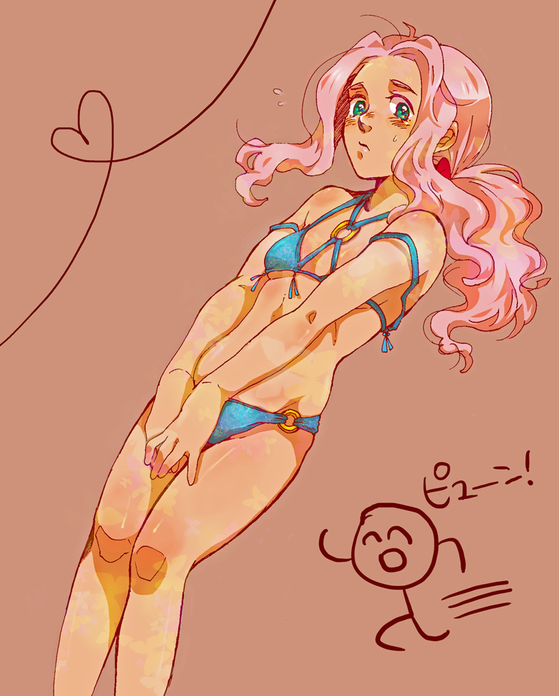 └(^o^)┐≡, adai_darry, bikini, blush, breasts, covering, covering_crotch, darry_adai
