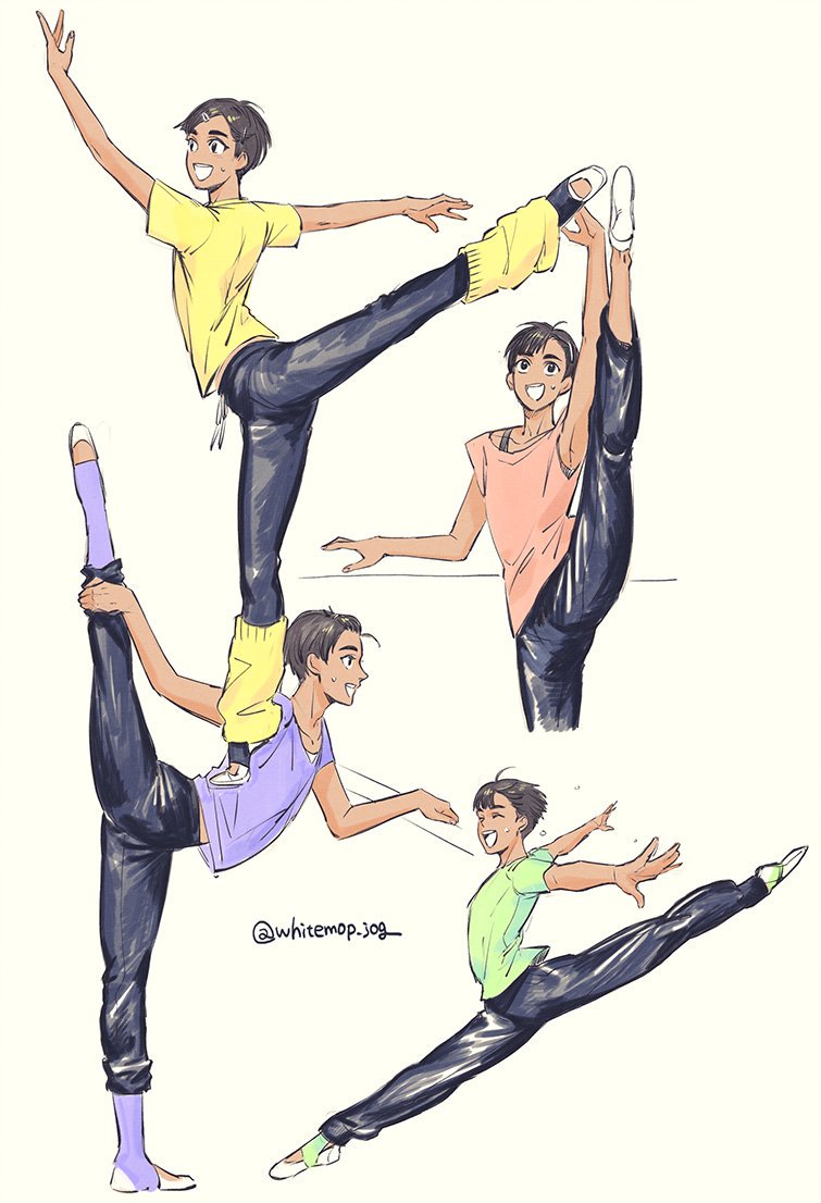 1boy, :d, black_hair, dancing, dark_skin, dark_skinned_male, grey_eyes, hair_ornament