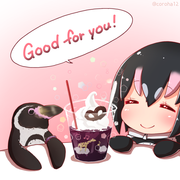 1girl, =_=, bangs, bird, black_gloves, black_hair, blush, coroha