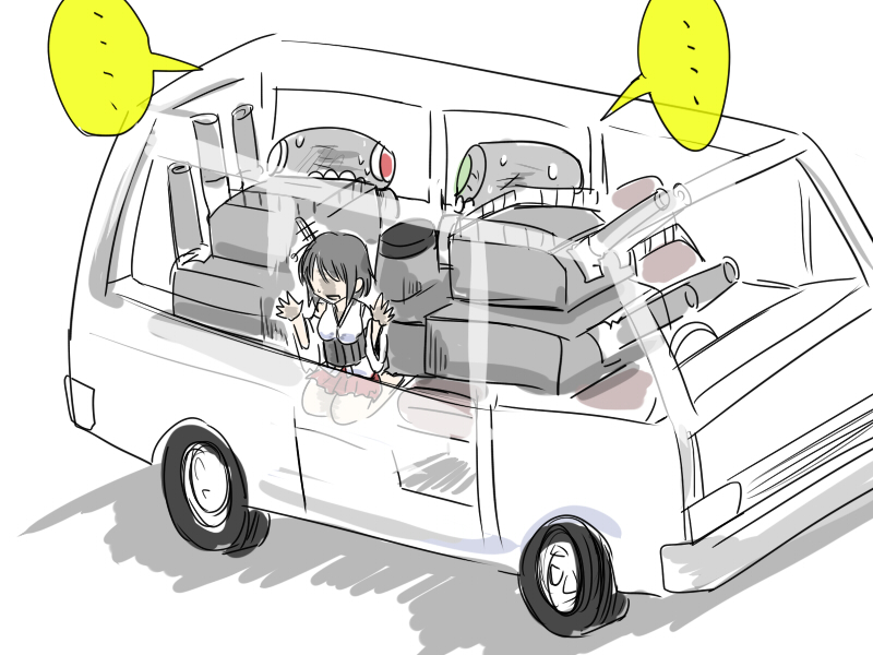 ..., 1girl, kantai_collection, kidnapping, rigging, toyota_hiace, wakie, yamashiro_(kantai_collection)