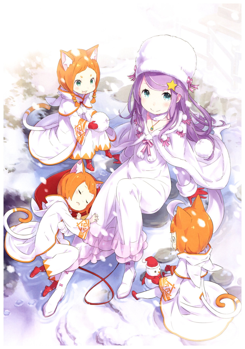 absurdres, anastasia_hoshin, animal_ears, arm_support, blue_eyes, blush, capelet, cat_ears