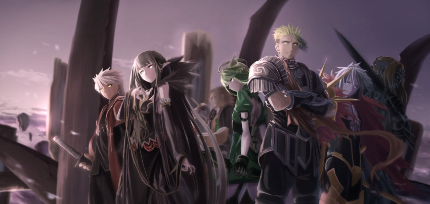 3girls, 5boys, animal_ears, archer_of_red, assassin_of_red, berserker_of_red, blonde_hair, caster_of_red