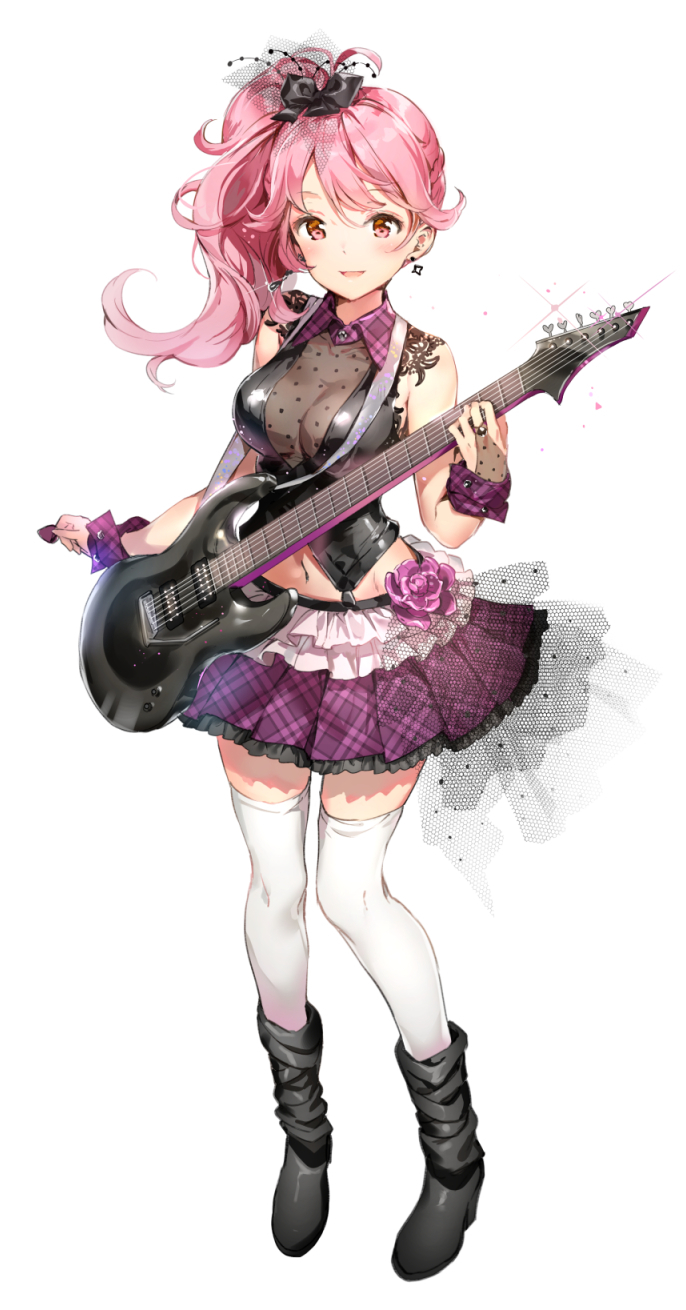 1girl, anmi, bangs, black_footwear, blush, boots, breasts, cleavage