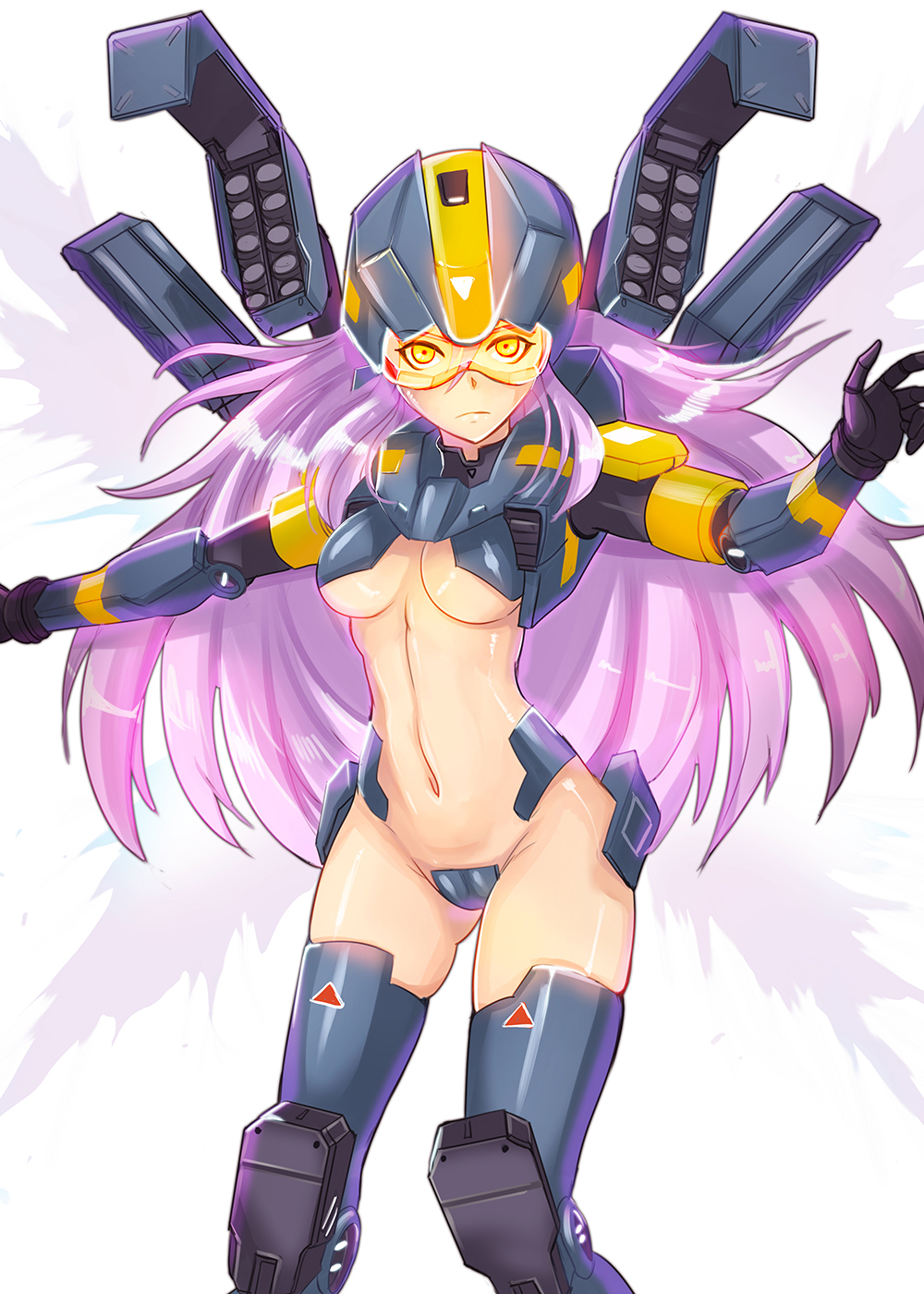 1girl, armor, boots, breasts, helmet, highres, hmage, long_hair