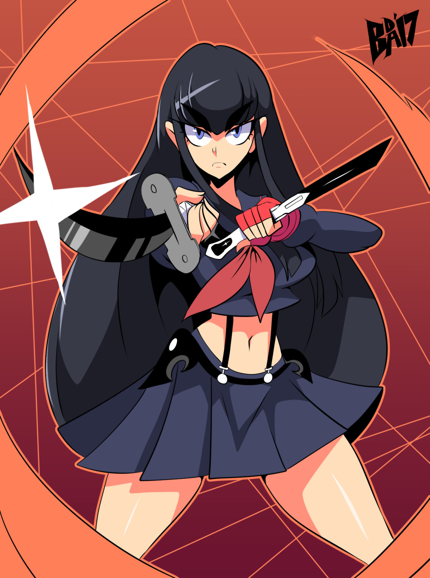 1girl, bigdead93, black_hair, highres, kill_la_kill, kiryuuin_satsuki, long_hair, skirt