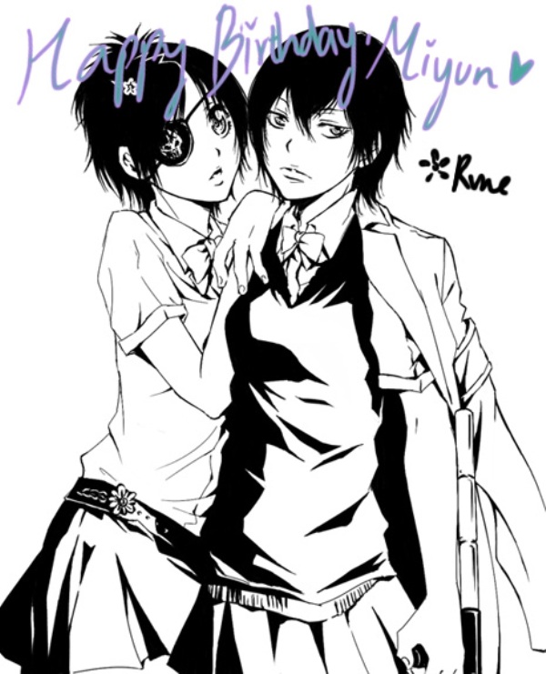 black_hair, bow, bowtie, breasts, chrome_dokuro, genderswap, genderswap_(mtf), greyscale