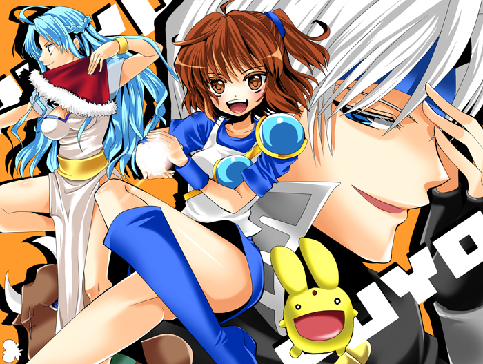 brown_eyes, brown_hair, carbuncle, minotaur_(puyopuyo), puyopuyo, rulue, schezo, soraruru