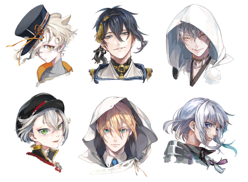 6+boys, aqua_eyes, armor, black_hair, blonde_hair, blue_eyes, fuji_(c-b-s), gokotai