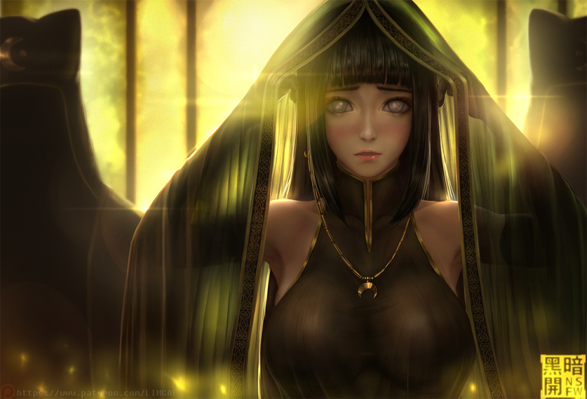 1girl, armpits, arms_up, artist_name, backlighting, bangs, bare_shoulders, black_dress