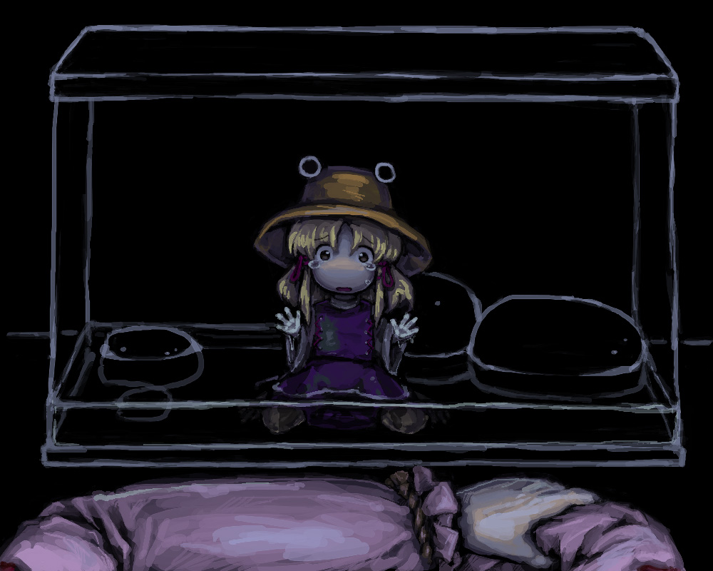 blonde_hair, buranantoka, eyes, hat, moriya_suwako, short_hair, tears, touhou