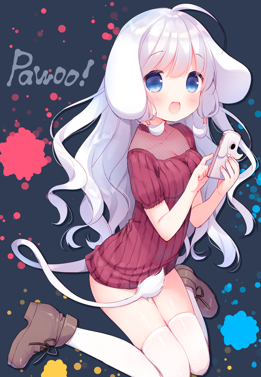 1girl, :d, ahoge, ankle_boots, bangs, blouse, blue_eyes, blush