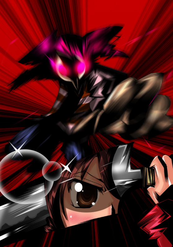 brown_eyes, glowing, glowing_eyes, haruhara, knife, madotsuki, reflection, toriningen
