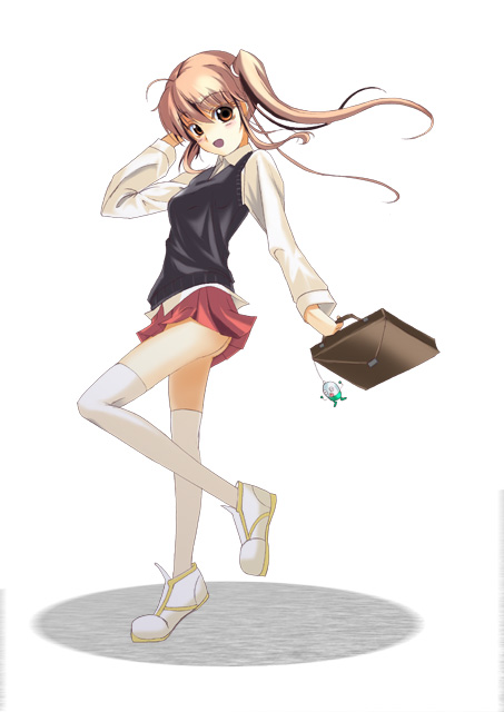 bag, bookbag, brown_eyes, brown_hair, legs, original, school_uniform, skirt