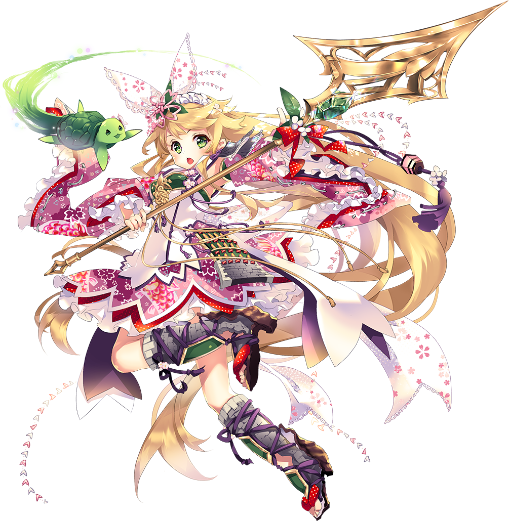 1girl, blonde_hair, detached_sleeves, flower, full_body, green_eyes, hair_flower, hair_ornament