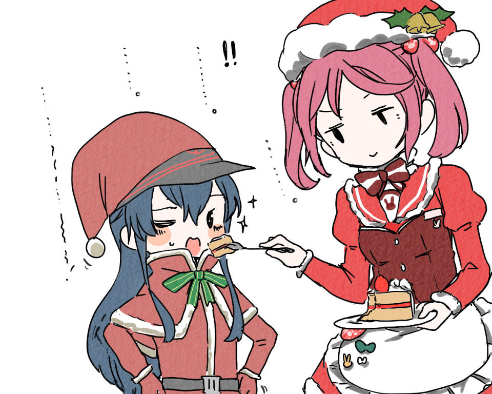 !!, ..., 2girls, :>, :o, =_=, akatsuki_(kantai_collection), alternate_costume