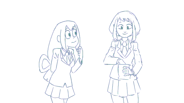 2girls, animated, animated_gif, animation, asui_tsuyu, black_eyes, boku_no_hero_academia, commentary