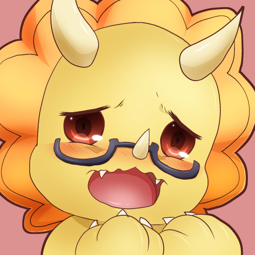 amagi_brilliant_park, black-framed_eyewear, blush, claws, fangs, glasses, looking_at_viewer, lowres