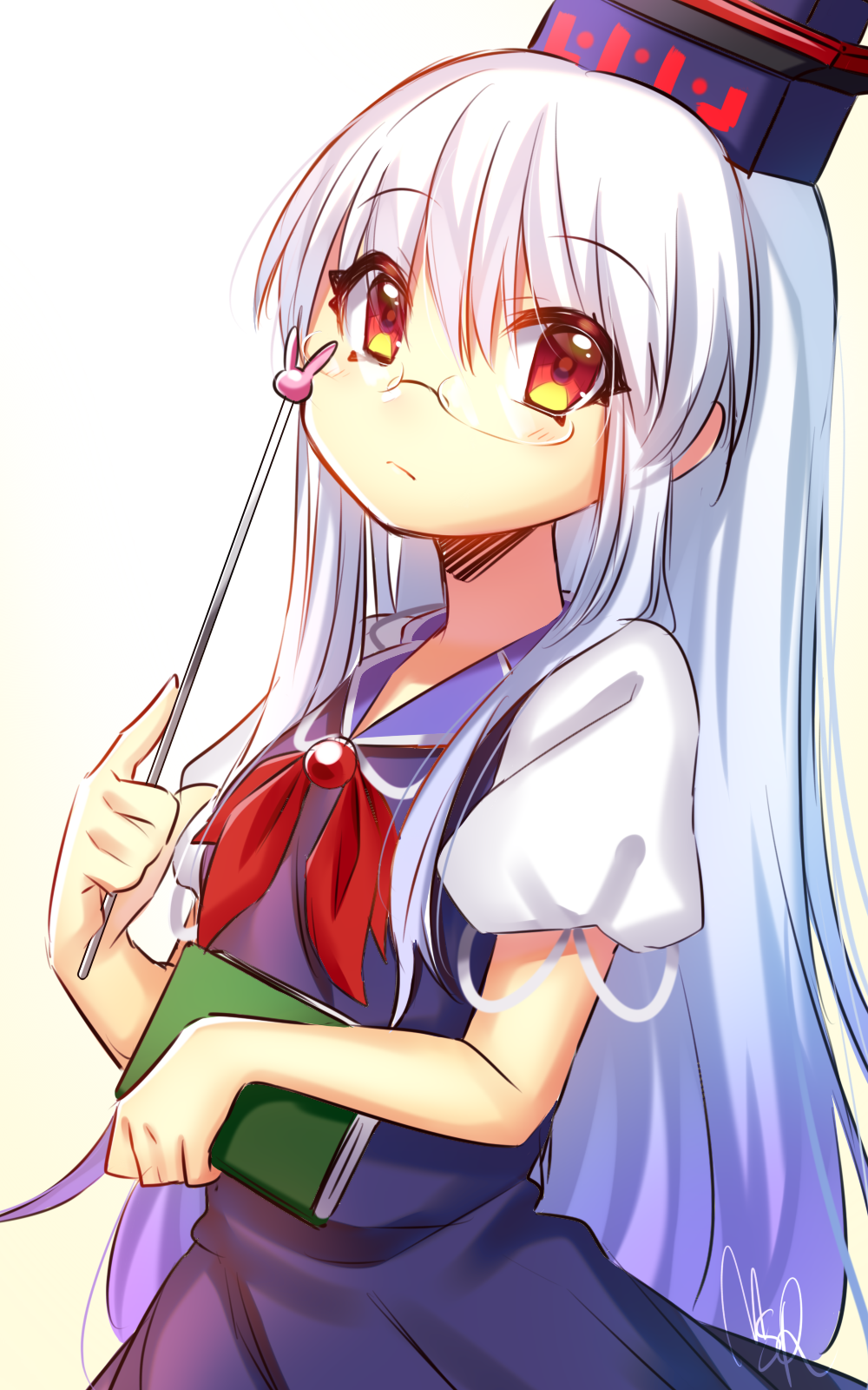 1girl, bangs, blue_dress, blue_hair, blush, closed_mouth, dress, gradient_hair