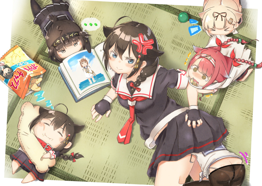 >:>, >_<, ..., 6+girls, @_@, ^_^, absurdres, ahoge