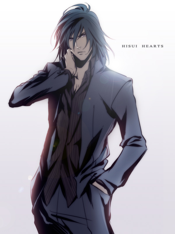 black_hair, casual, character_name, formal, hisui_hearts, kuren, male, purple_eyes