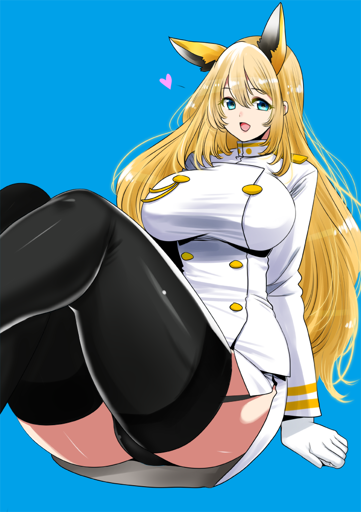 animal_ears, atago_(azur_lane), atago_(azur_lane)_(cosplay), atago_(kantai_collection), azur_lane, black_legwear, black_panties, blonde_hair