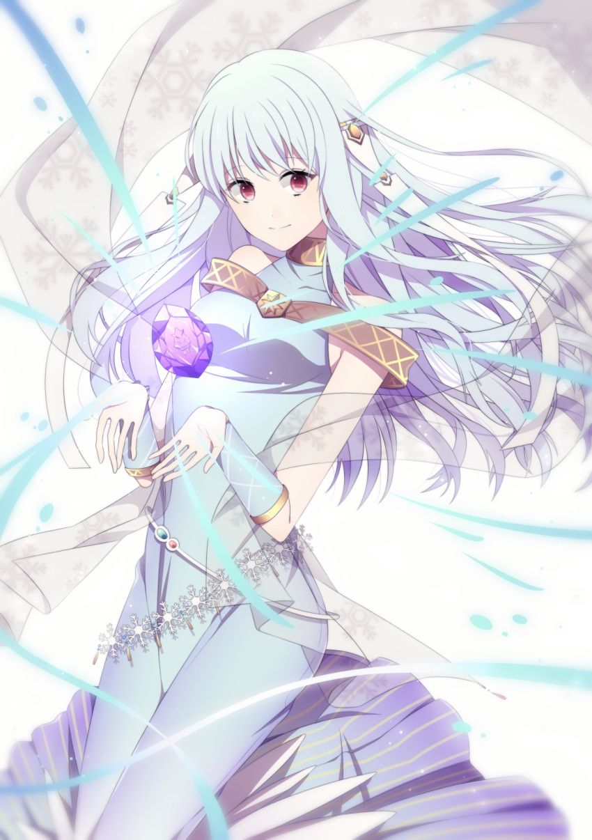 1girl, bare_shoulders, blue_hair, cape, crml_orng, dress, fire_emblem, fire_emblem:_rekka_no_ken