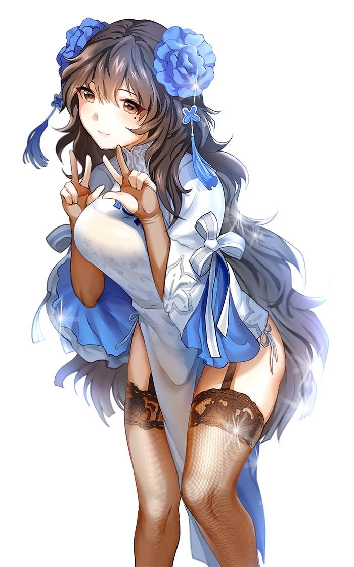 1girl, bangs, black_hair, black_legwear, boba, breasts, brown_eyes, chinese_clothes