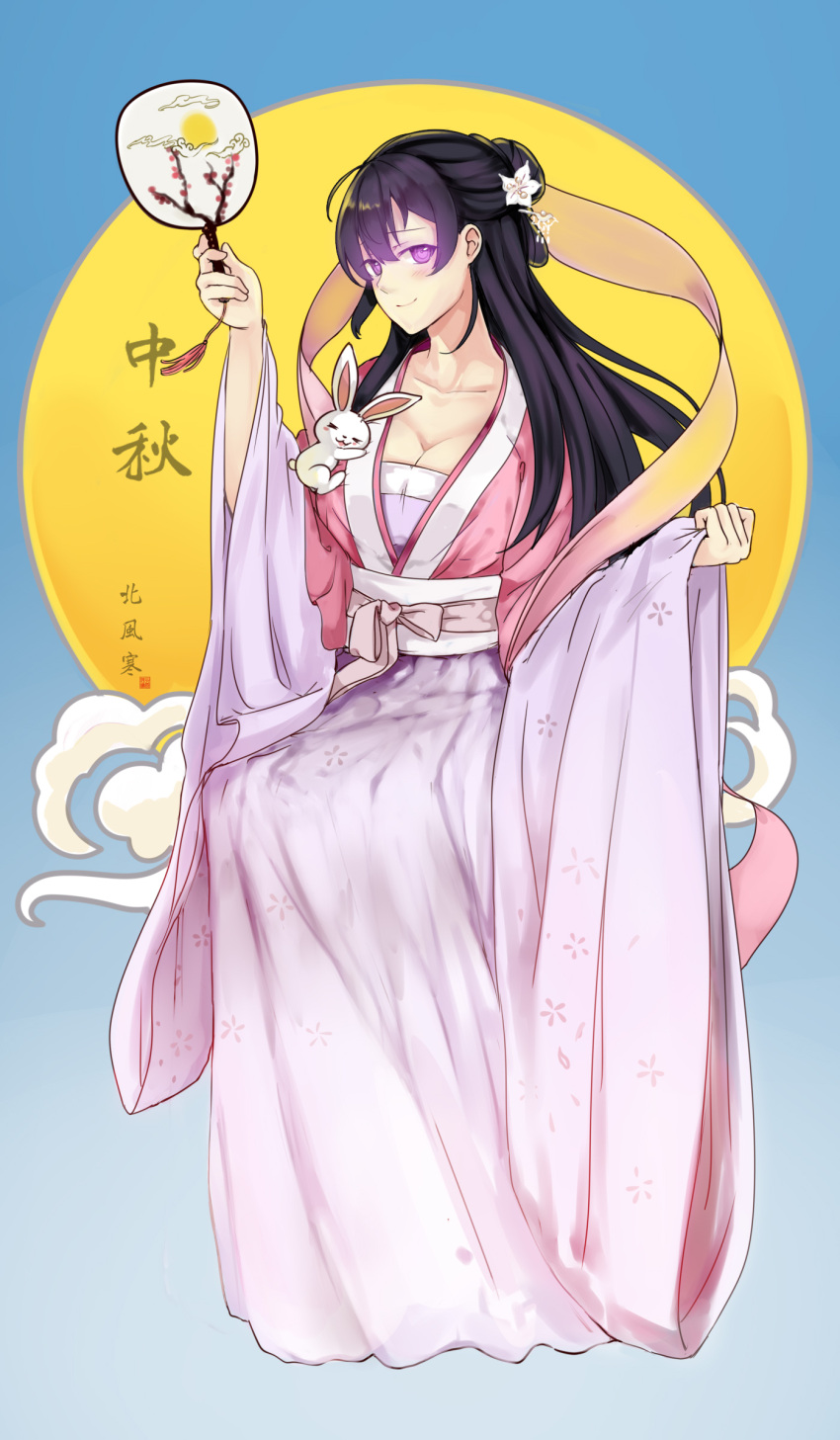 1girl, absurdres, beifeng_han, black_hair, blush, breasts, chinese_clothes, cleavage