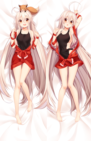 1girl, :d, absurdly_long_hair, ahoge, animal, animal_on_head, arm_up, barefoot