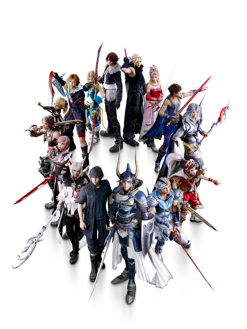 3d, 4girls, 6+boys, absurdres, alternate_costume, animal_ears, armor, asymmetrical_clothes