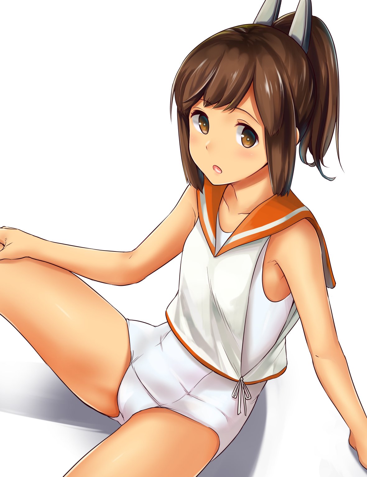 1girl, alternate_costume, bangs, bare_shoulders, blush, brown_eyes, brown_hair, collarbone