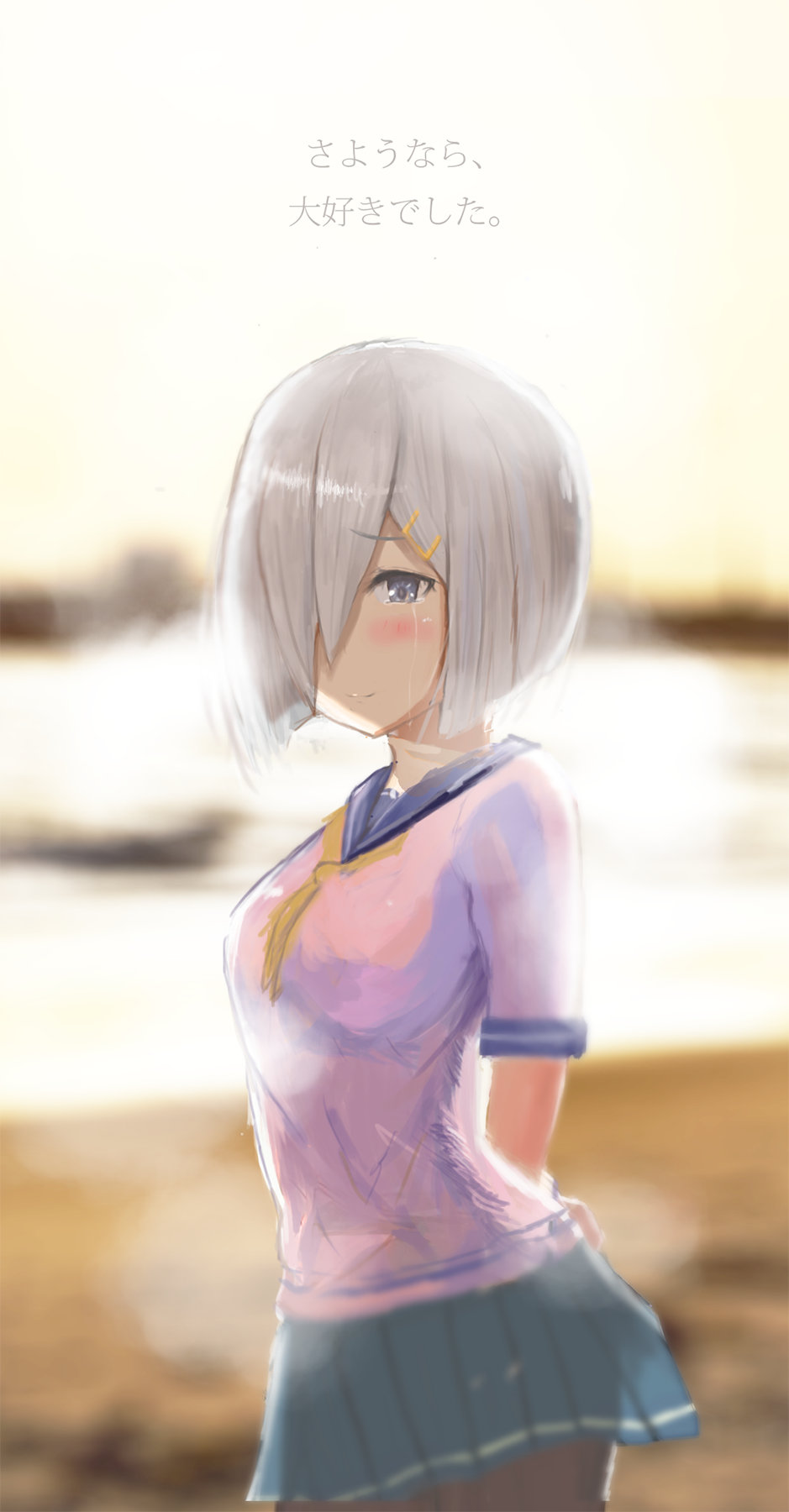 1girl, blue_eyes, blurry, blurry_background, blurry_foreground, blush, crying, crying_with_eyes_open