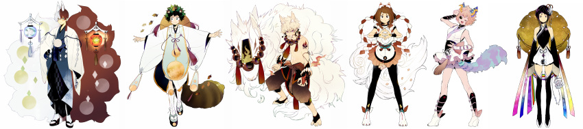 3boys, 3girls, absurdres, alternate_costume, animal_ears, ashido_mina, bakugou_katsuki, boku_no_hero_academia