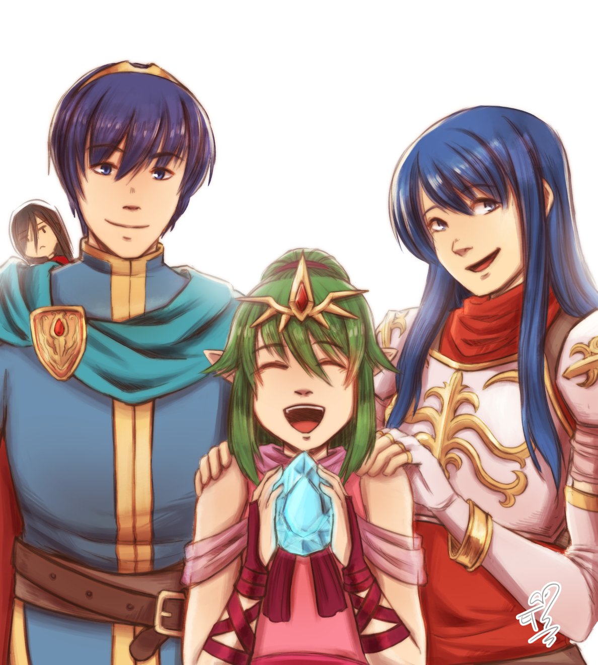 2boys, 2girls, blue_eyes, chiki, family, fire_emblem, fire_emblem:_mystery_of_the_emblem, fire_emblem_heroes