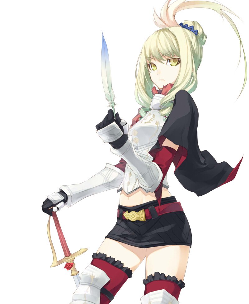 belt, cape, colored_eyelashes, eyelashes, fantasy_earth_zero, feathers, gauntlets, green_hair