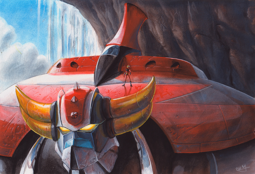 1boy, 70s, bertrand_hottin, canopy, cave, cockpit, damaged, dirty
