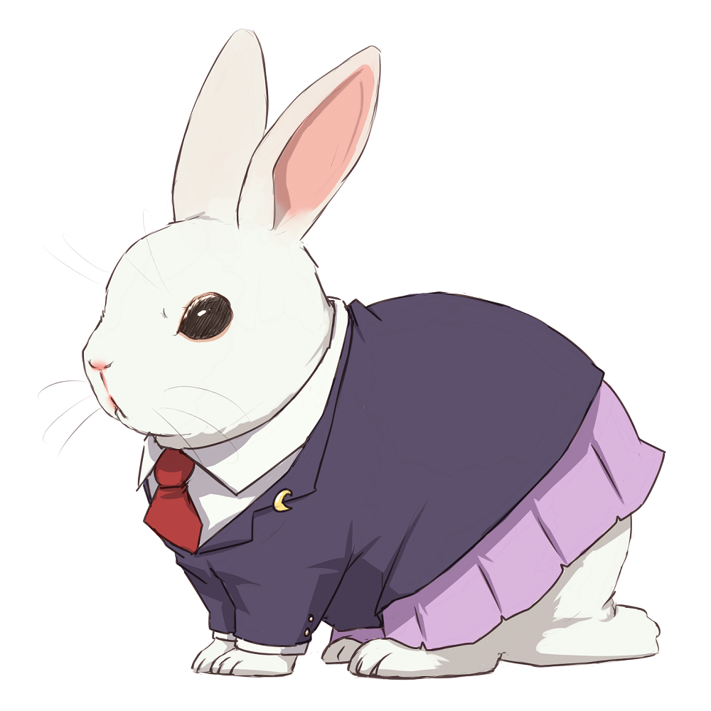 :<, animal, animalization, black_eyes, blazer, closed_mouth, clothed_animal, crescent