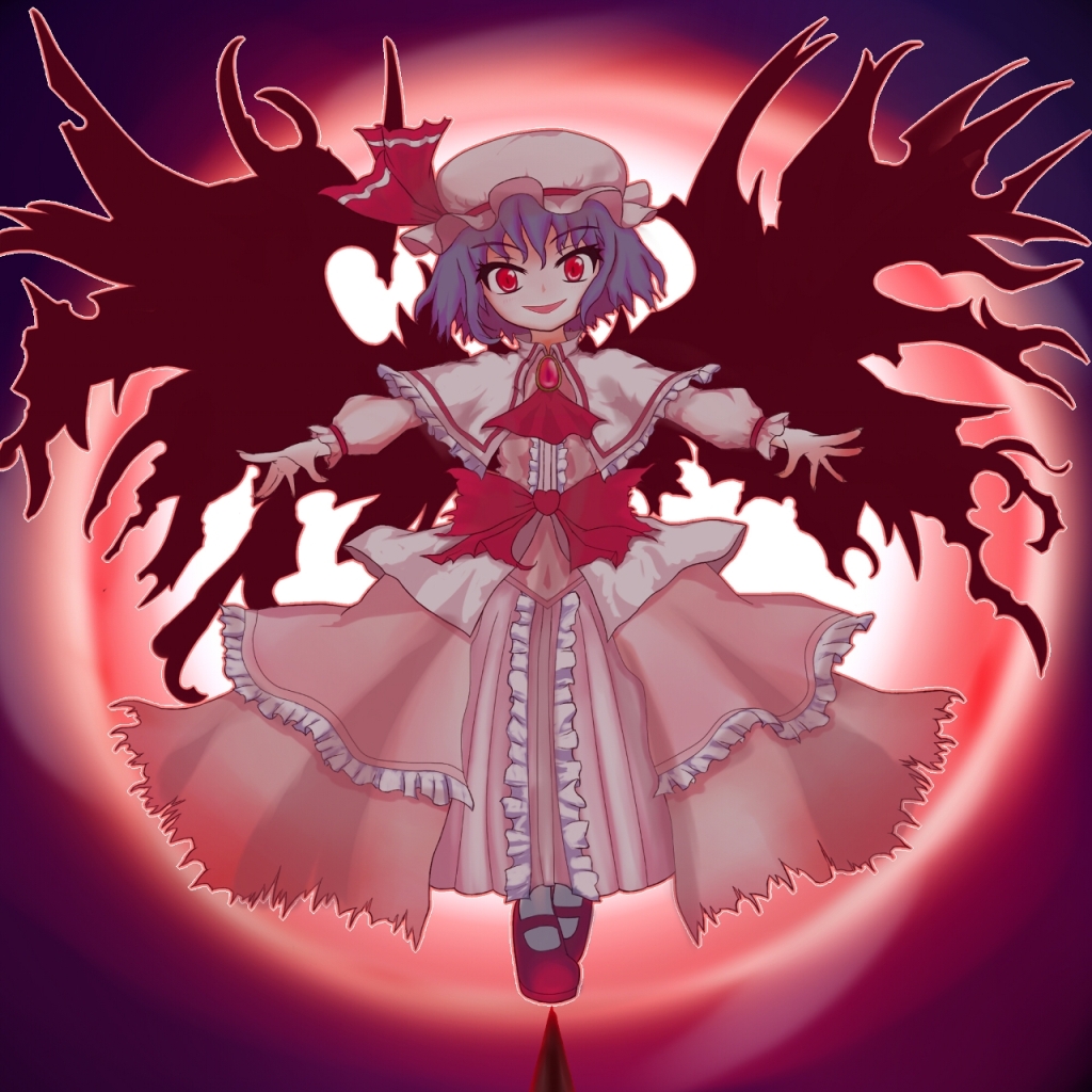 dress, hat, mary_janes, moon, night, orenji, orenji_(lopear), red_eyes