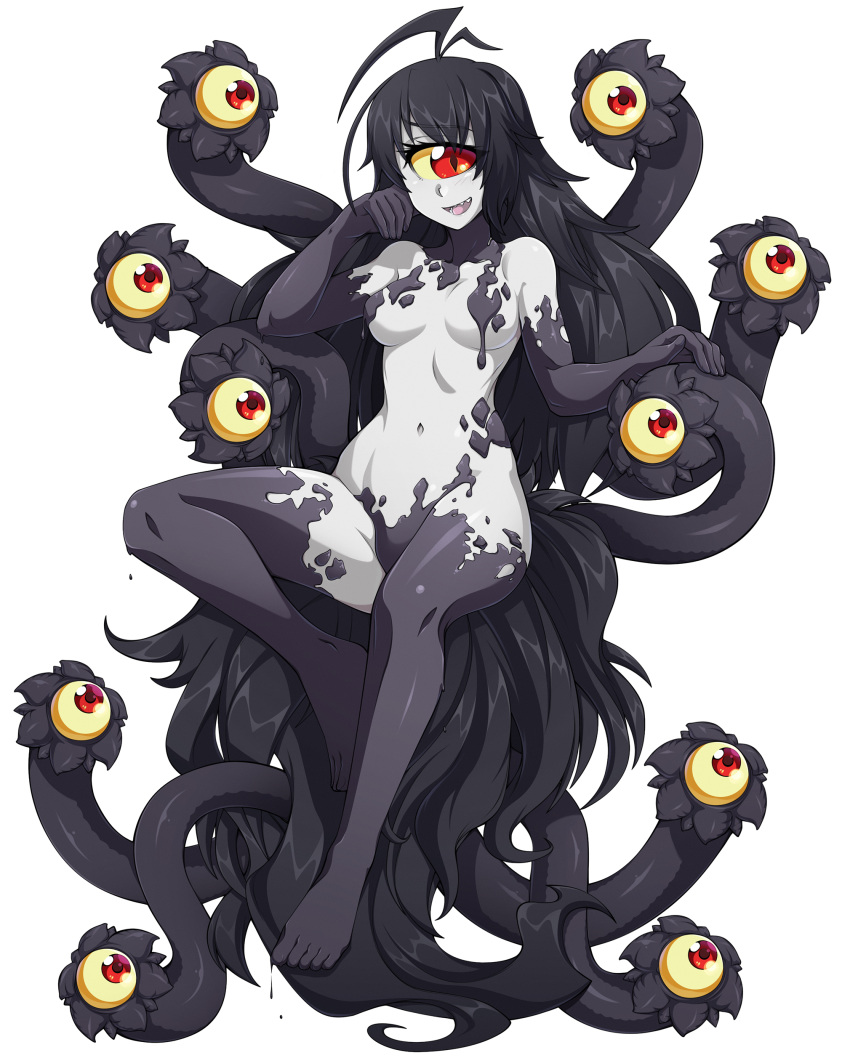 1girl, :d, absurdres, ahoge, bangs, black_hair, blush, breasts