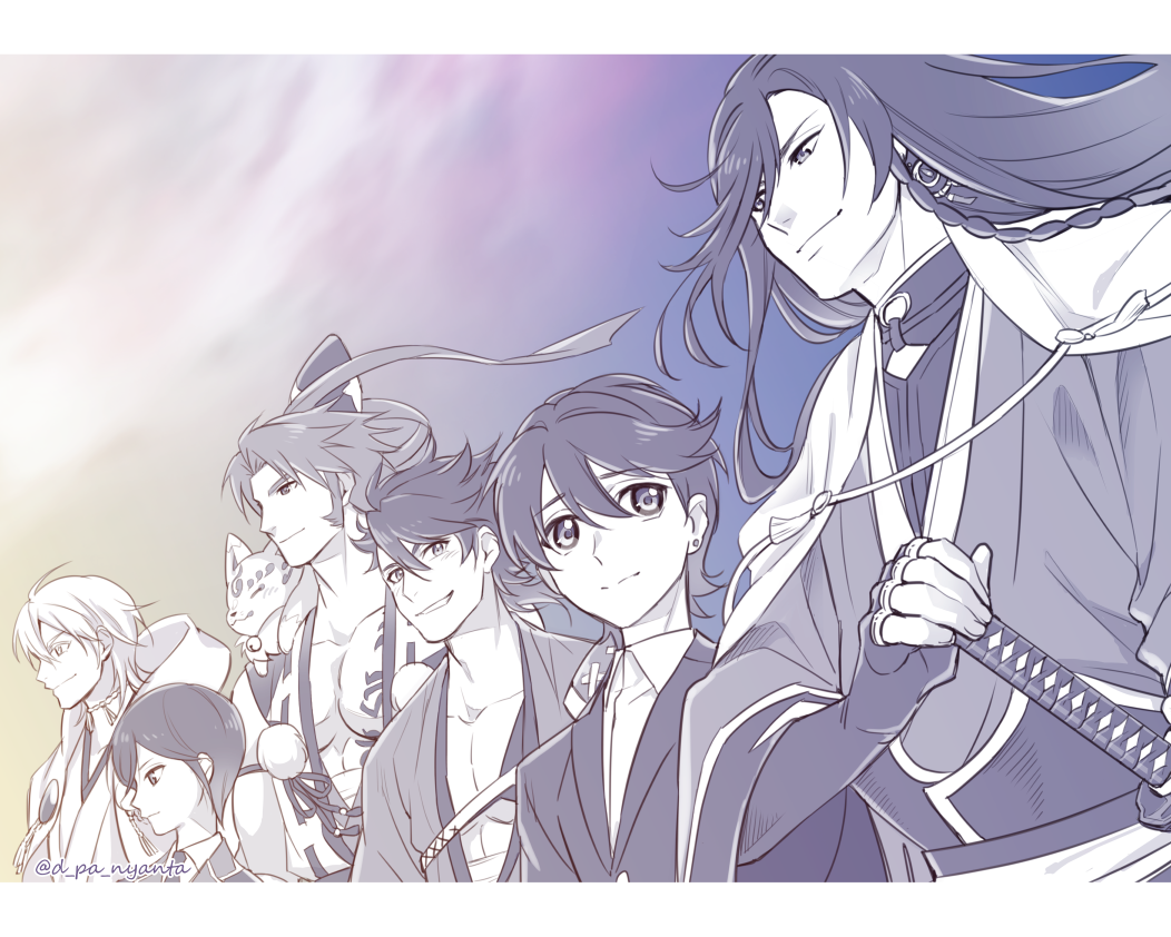 6+boys, animal, animal_on_shoulder, braid, earrings, fox, grin, hood