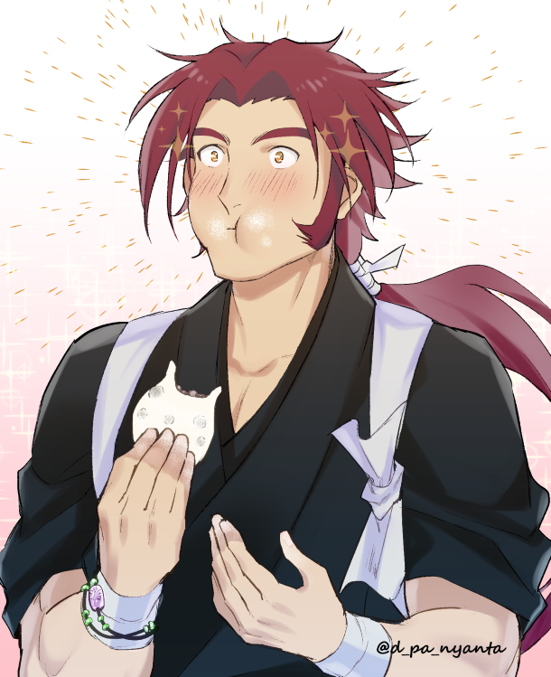 1boy, :t, daifuku, eating, food, food_on_face, katsugeki/touken_ranbu, panya