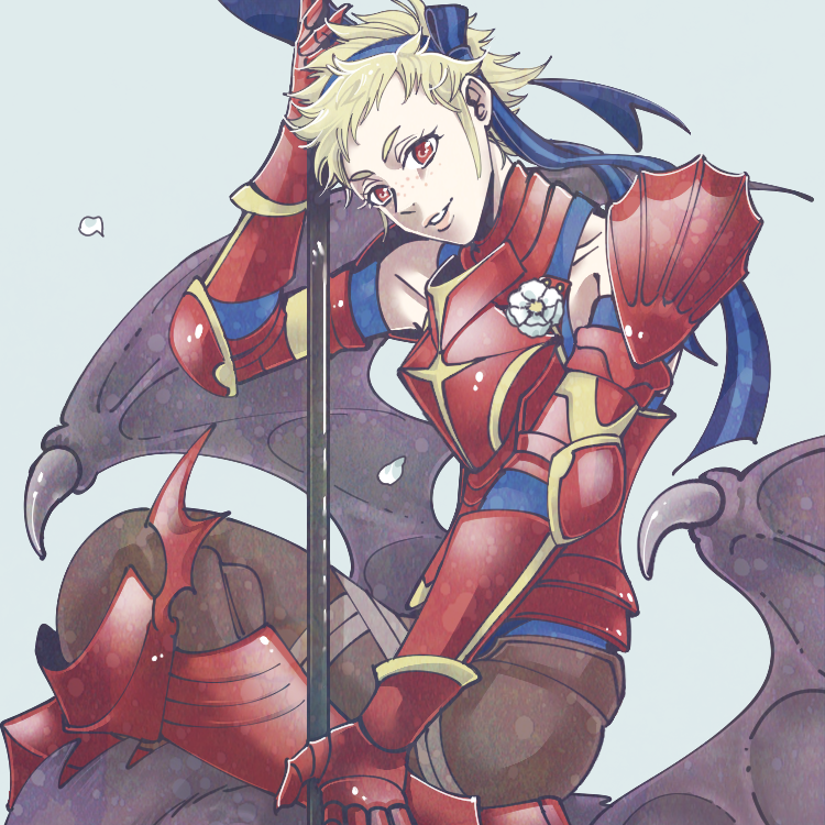 1girl, armor, armored_boots, bat_wings, blonde_hair, boots, crimson_(fire_emblem_if), fire_emblem