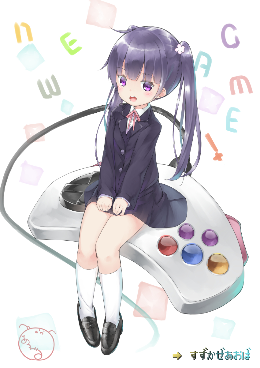 1girl, :o, aruma_(sawayaka_tokuko_miruku), bangs, black_footwear, blush, collared_shirt, commentary_request